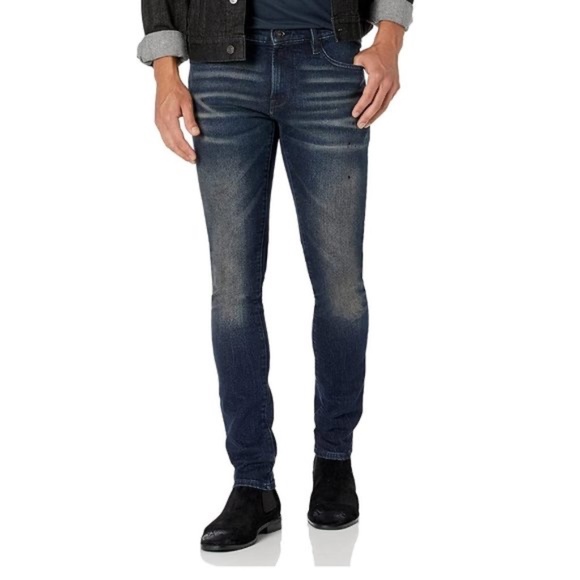 John Varvatos Men's Matchstick Skinny Narrow Jeans Distressed Denim Aged Blue 33